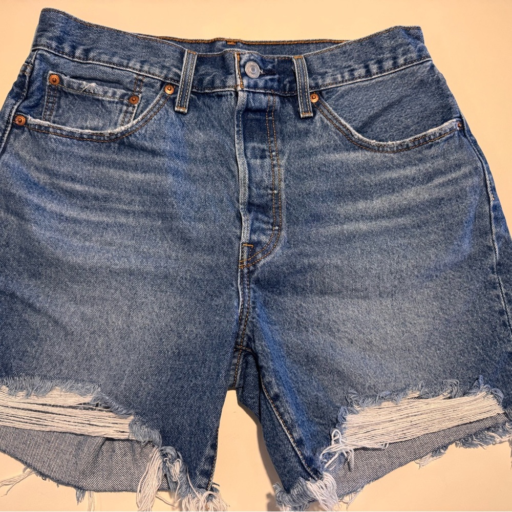 Levi's Distressed Blue Denim Jean Shorts